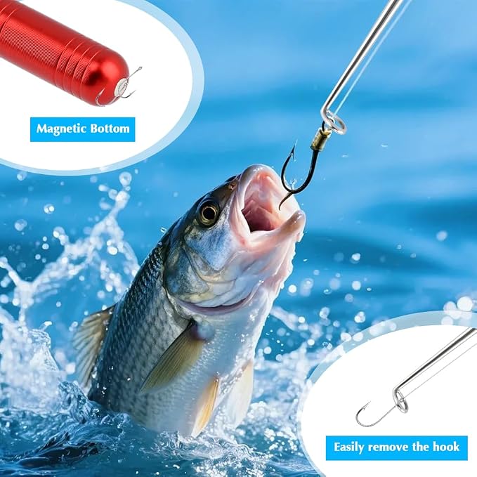 Fishing Hook Remover & Pliers Kit, 3pcs Stainless Steel Magnetic Tip Tools with Non-Slip Handle for Bass Trout Catfish, Multi-Functional Hook Extractor Accessories Detacher Tools
