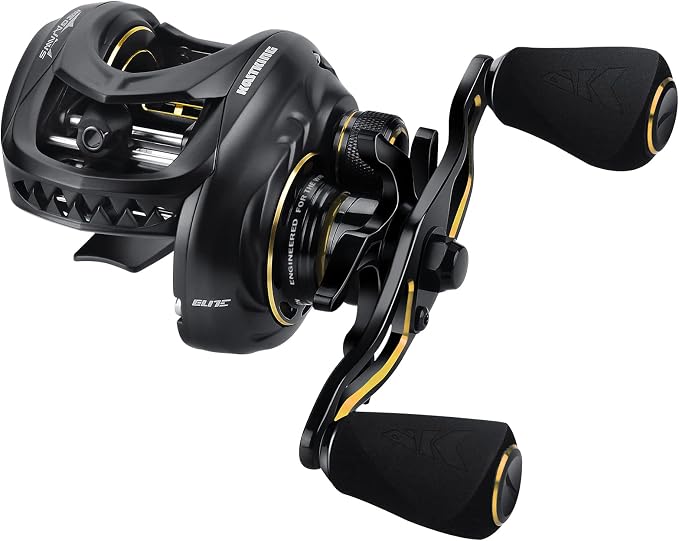 KastKing MegaJaws Elite Baitcasting Fishing Reel, New AutoMag Dual Braking System, Only 6.7oz, 17.64 LBs Carbon Fiber Drag, 11+1 Shielded BB, High Speed 5.4:1 to 9.1:1 Gear Ratios