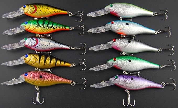 Fishing Lures Hard Bait Minnow Swimbait Crankbait Jerkbait Lure with Treble Hooks 3D Eyes Freshwater Saltwater Fishing Lures for Bass Trout Walleye Pike Catfish