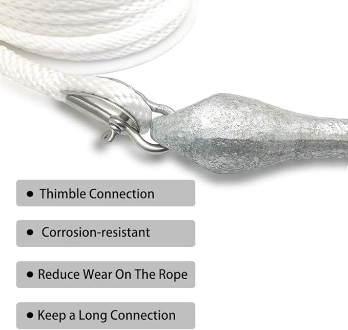 Young Marine Premium Solid Braid MFP Anchor Line Braided Anchor Rope/Line with Thimble