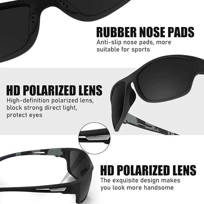 TOODOO 4 Pairs Men Polarized Sunglasses with UV Protection Driving Glasses Sports for Sport Outdoor Activities