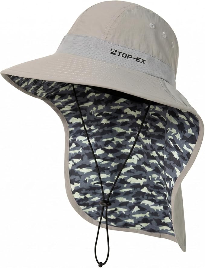 TOP-EX Cooling Sun Hat with Neck Flap – UPF 50+ Wide Brim Breathable Hat for Hiking, Fishing & Big Heads