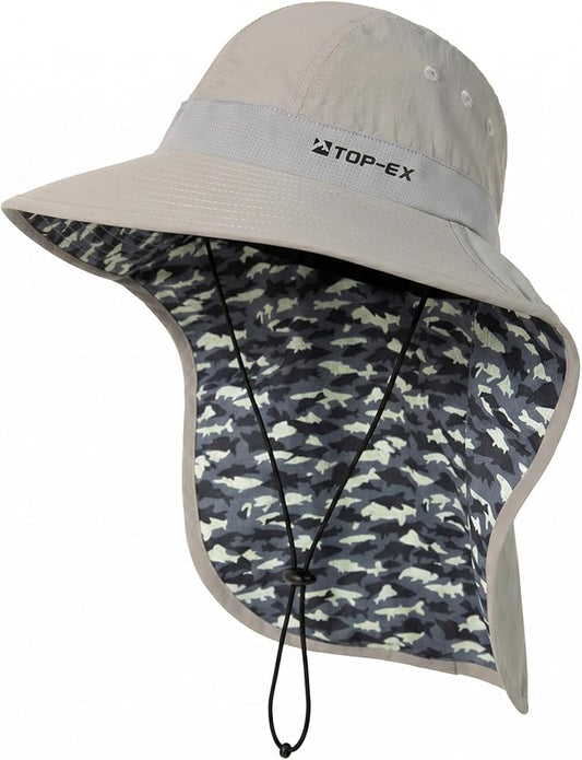 TOP-EX Cooling Sun Hat with Neck Flap – UPF 50+ Wide Brim Breathable Hat for Hiking, Fishing & Big Heads