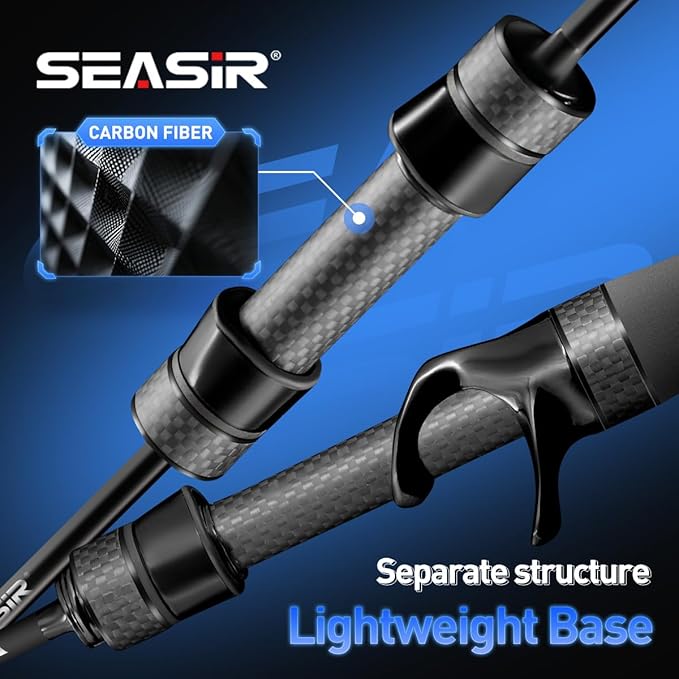 SEASIR Riveria Ultralight Fishing Rod, BFS Spinning Baitcasting Rod, 40T Carbon Fiber Baitcaster Rod, 10 Piece Casting Rod for Freshwater Bass Trout, Fuji O Ring Guide, EVA Handle, Fast, Black