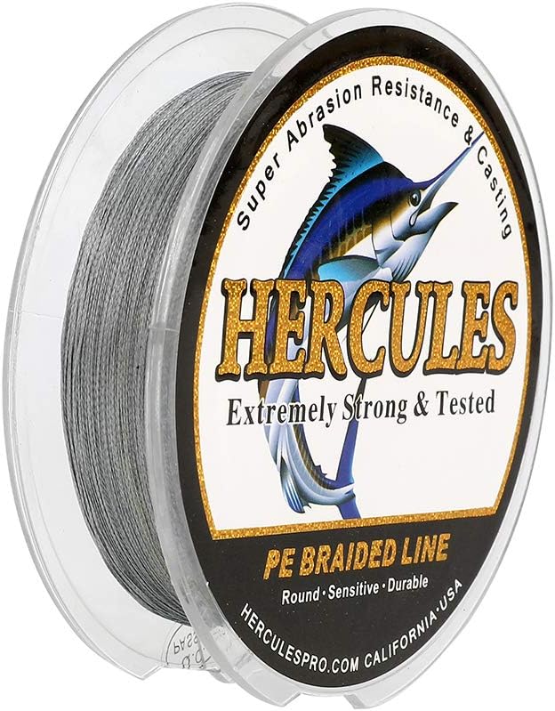 HERCULES Cost-Effective Super Strong 4 Strands Braided Fishing Line 6LB to 100LB Test for Salt-Water, 109/328 / 547/1094 Yards (100M / 300M / 500M / 1000M), Diam# 0.08MM - 0.55MM, Hi-Grade