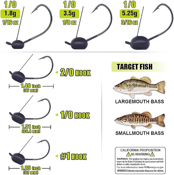 Weedless-Wacky-Rig-Hooks-Weedless-Jig-Head Worm Weights Hook for Bass Fishing 10 Pack