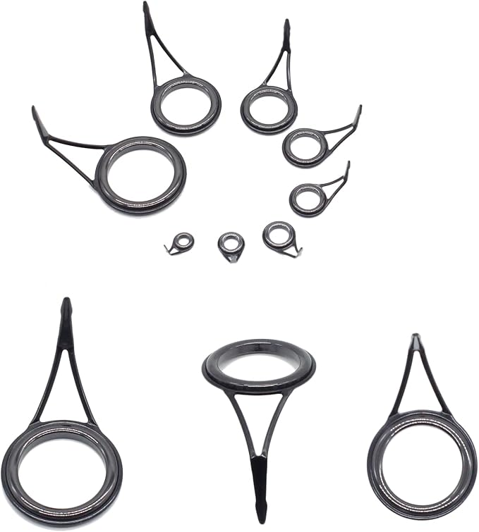 8pcs Fishing Rod Guides Sets Tip Repair Kit Pole Repair Kit Set Fishing Accessories Spinning Rod Guides Tip Ceramic Guide Steel Ceramic Ring Fishing Rod Guides Tips 6#-30#