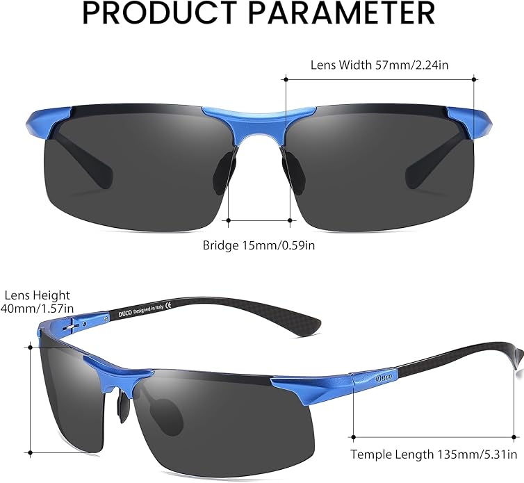 DUCO Polarized Sunglasses Mens Ultralight Carbon Fiber Sun Glasses for Men Driving Sports Fishing UV400 Protection DC8277