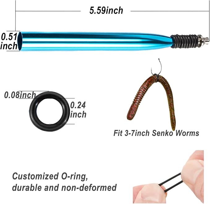 Wacky Rig Tool With Fishing O-Rings, Rigging Kit for Senko, Ring Tools for Clip Soft Baits Worms With Keychain Lanyard Fishing Bait Rigs