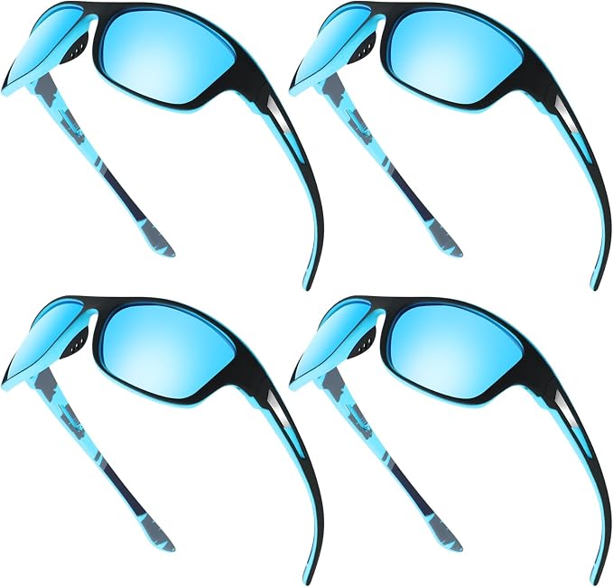 TOODOO 4 Pairs Men Polarized Sunglasses with UV Protection Driving Glasses Sports for Sport Outdoor Activities
