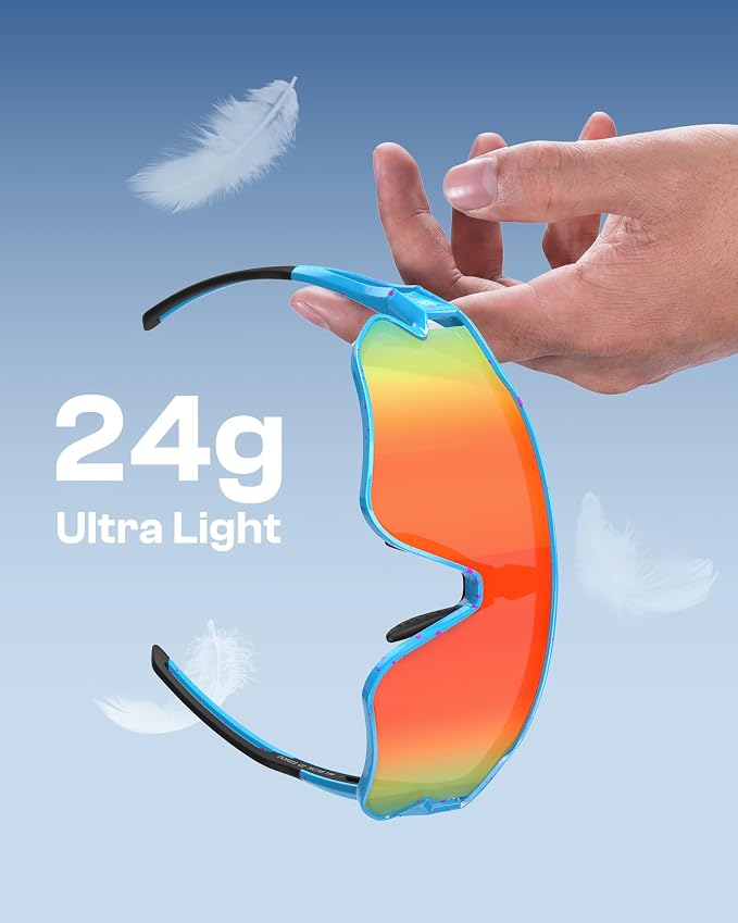 DUCO Polarized Sports Sunglasses for Men Women: UV400 Protection 24g Wrap Around Glasses for Baseball Running Hiking DC0023