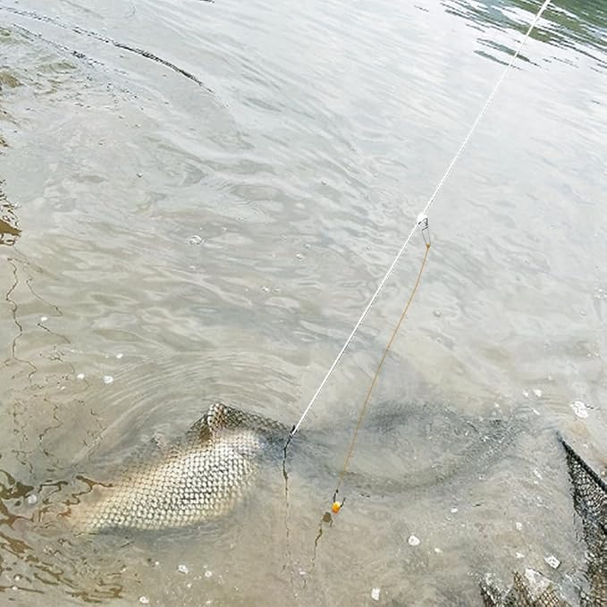 Dr.Fish 100/295ft Trotline Fishing Set up 20/60 Hooks Twine Pre-Rigged Snaps Leader for Traditional Dropline Catfishing Gear Kit Catfish Rig Catfishing Tackle