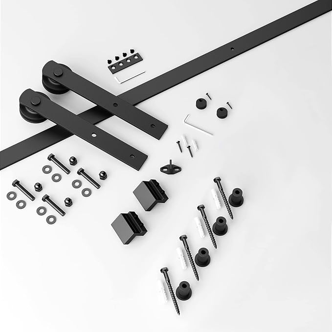 SMARTSTANDARD 5.5ft Barn Door Hardware kit, Barn Door Track, Sliding Door Hardware kit, Smoothly and Quietly -Heavy Duty Sturdy -Easy to Install, Fit 30"-33" Wide Door Panel (I Shape Hanger)