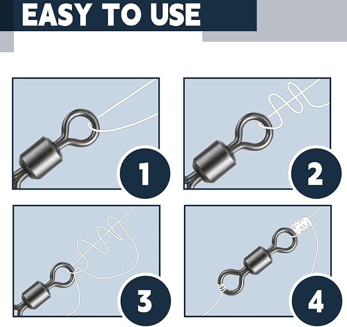 SynHHergyx 100 Pack Micro Swivels for Fly Fishing, Small Fishing Swivels Rolling Barrel Swivels Fly Fishing Tackles, High Strength Barrel Swivel Hook Line Connector with Black Coating