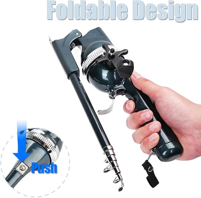 Fishing Rod, Fishing Pole Fishing Rod and Reel Combo Telescopic Fishing Rod Collapsible Rod Stainless Steel Pocket Size Tackle Portable for Beginner Adults Travel Camping Saltwater Freshwater