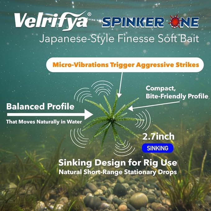 Tentacle Creature Lure, Japanese Style Soft Plastic Baits for Bass Fishing - for Drop Shot, Wacky Rig/Neko Rig and Finesse, Slow Sinking, Soft Bait by Velrifya