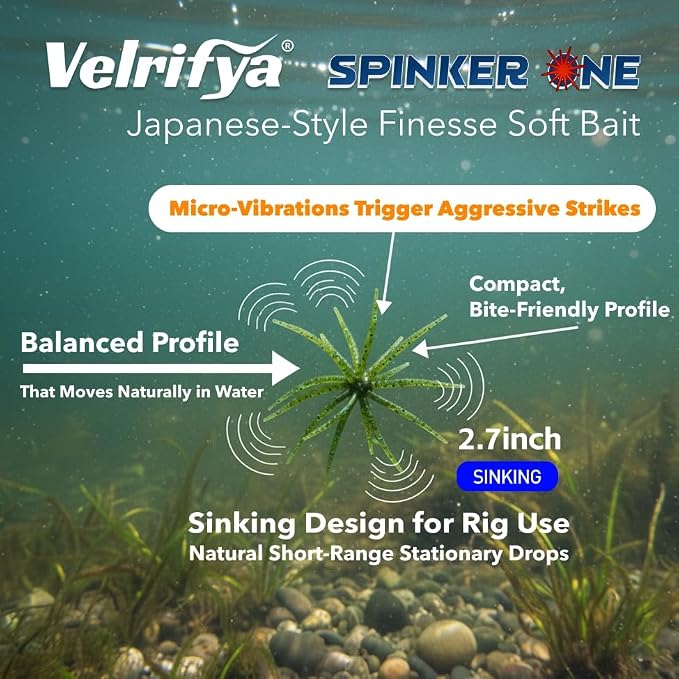 Tentacle Creature Lure, Japanese Style Soft Plastic Baits for Bass Fishing - for Drop Shot, Wacky Rig/Neko Rig and Finesse, Slow Sinking, Soft Bait by Velrifya