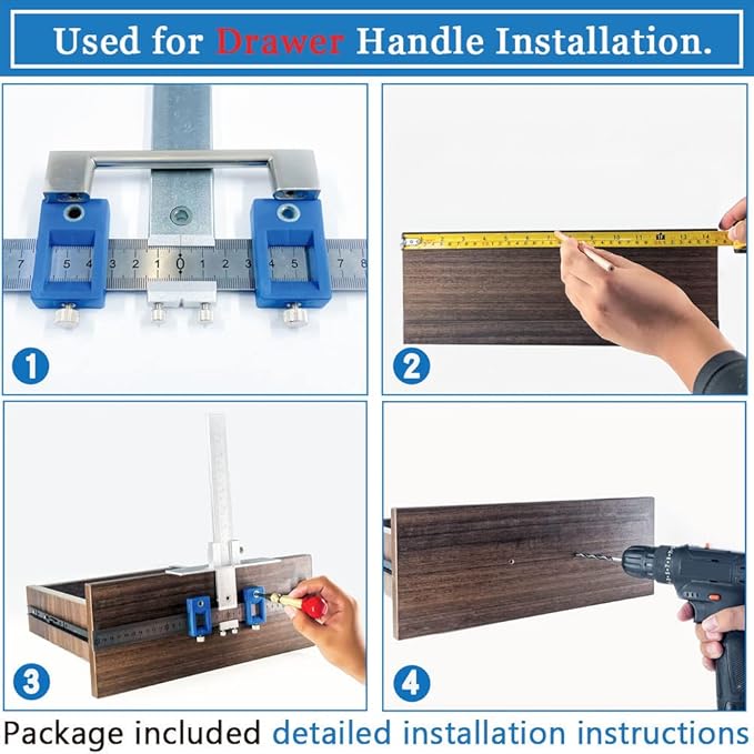 King&Charles Cabinet Hardware Jig, Metal Cabinet Handle Jig with Automatic Center Punch, Perfect Set - Avoid Jitter Caused by Direct Drilling, Use for Handles and Pulls on Drawers/Doors.