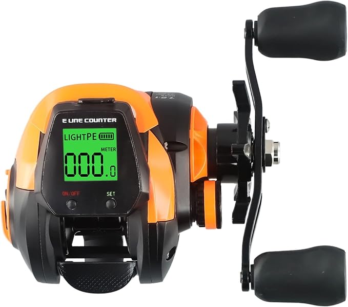 Digital Baitcasting Fishing Reel 7.2:1 Gear Ratio with Bite Alarm and Line Counter Depth Positioning, 10+1 BB Aluminum Spool for Saltwater Freshwater, Left or Right Hand Retrieve