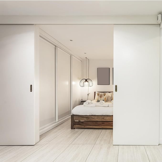 VEVOR Bypass Door Hardware, 5ft Heavy Duty Bypass Sliding Door Hardware Kit, Aluminum Alloy Sliding Closet Door Hardware Set for 2 Door System, Fit Door Thickness 1 3/8" - 1 3/4", Easy to Install