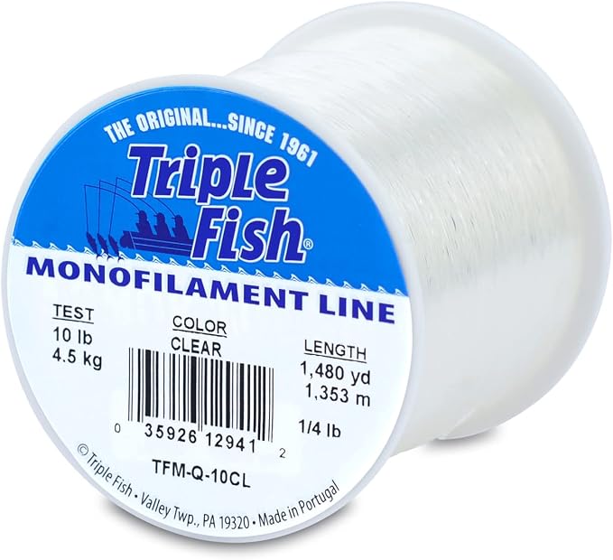 Triple Fish Monofilament Fishing Line - Strong Clear Pink Camo Color for Trolling, Bottom Fishing, Casting Main Line Catfish, Bass