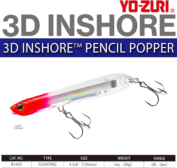 Yo-Zuri 3D Inshore Pencil Popper, Floating