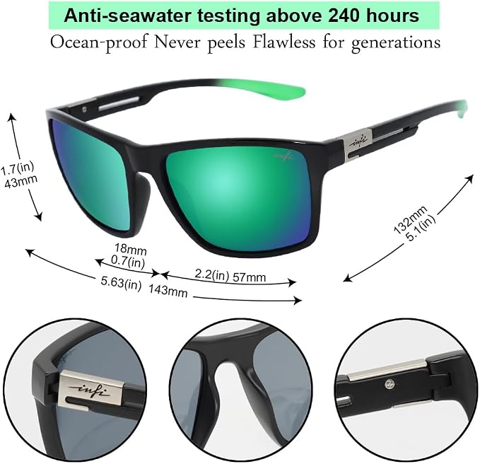 INFI Fishing Polarized Sunglasses for Men Driving Running Golf Sports Glasses Square UV Protection Designer Style Unisex