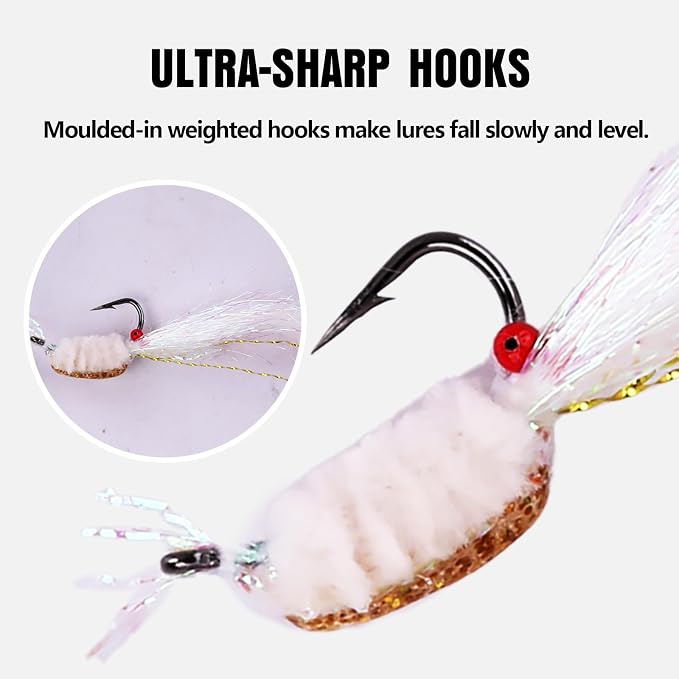 Artificial Luminous Ice Silk Shrimp Swim Fishing Bait, Glowing Fishing Lures, Soft Plastic Baits for Saltwater, Bass, Trout, Walleye, Crappie (Pack of 5 with 2 Sinkers)
