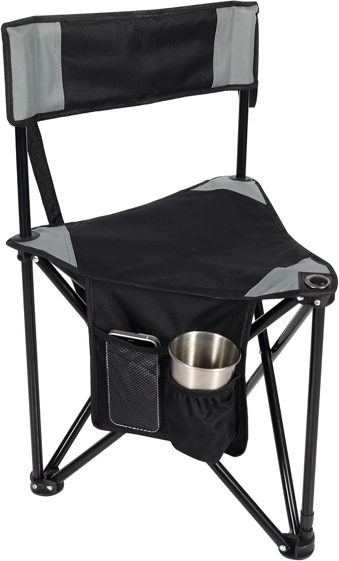 REDCAMP Tripod Hunting Chair for Blinds, Folding Lightweight Portable Fishing Chair for Adults Hunting Stools with Backrest, Golf Chairs for Spectators, Black
