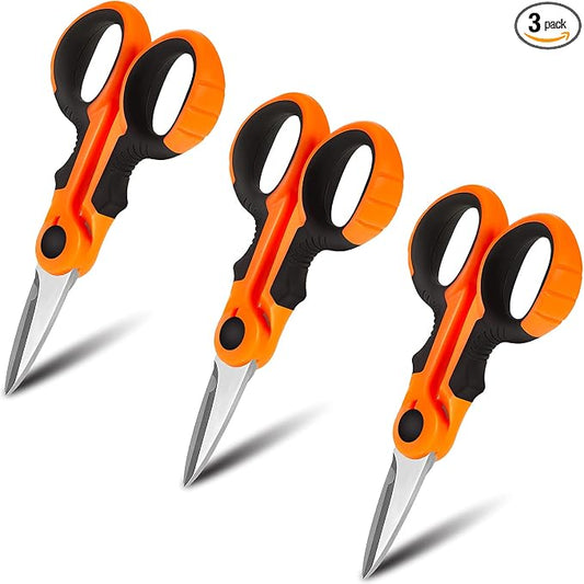 Honoson 3 Pcs 5.7" Fishing Scissors Braided Line Cutters Fishing Heavy Duty 3cr13 Non Slip Serrated Edge Scissors Saltwater Freshwater Braid Multi Function Snips for Trimming (Orange)