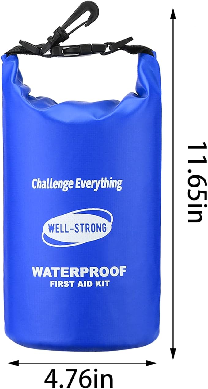 Emergency First Aid Kit for Boating, Fishing & Kayaking – Waterproof Medical Supplies with Roll Top Design, 2L Capacity, Blue