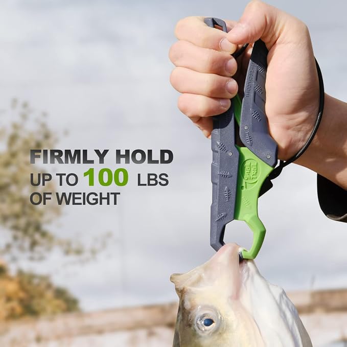 SNAIL TRAIL 7.5''/9'' Floating Fish Gripper, Fishing Grabber, Catfish Mouth Pliers, Caught Bass Holder, Digital Scale Hook Clamp, Saltwater Lip Grip Tool with Lanyard, Gifts for Men