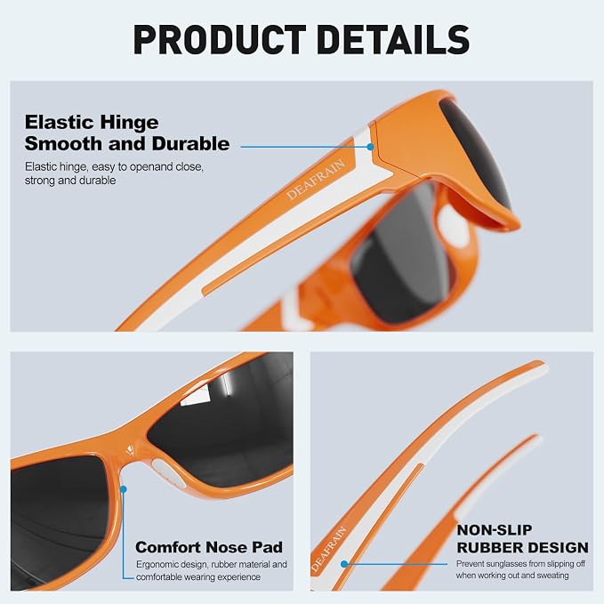 DEAFRAIN Polarized Sports Sunglasses for Men Women Driving Fishing Cycling Running UV Protection