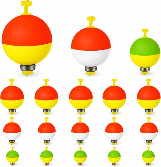 15pcs/16pcs Fishing Float Bobbers Set - ABS & Foam Material, Weighted Design, Multiple Sizes & Vibrant Colors, High-Visibility Tackle Accessories for Freshwater & Saltwater Angling