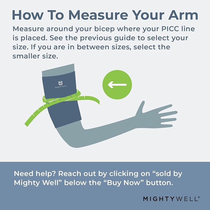 Mighty Well PICCPerfect PICC Line Cover: Soft Touch Double Layer PICC Line Arm Cover | Solid Slate, Small