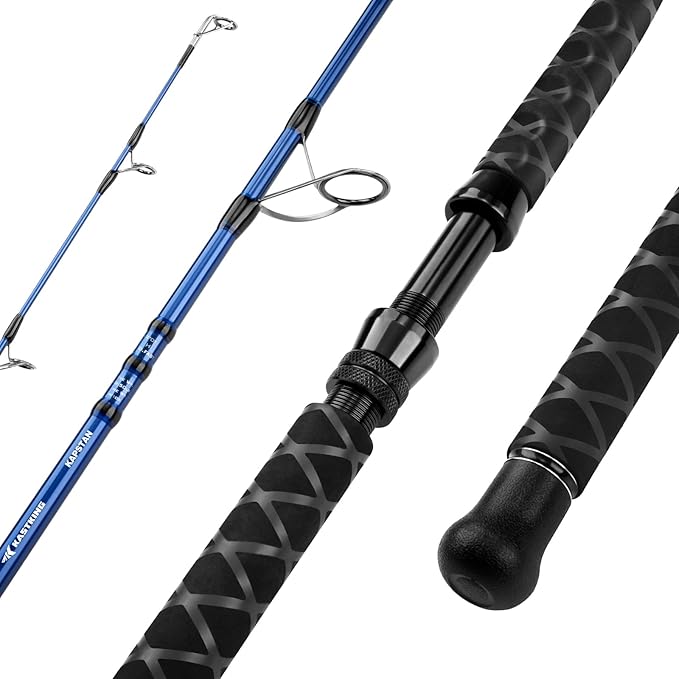 KastKing Kapstan Saltwater Spinning Rod, Boat & Surf Fishing Rod, Lightweight S-Curve Graphite Blanks, Stainless-Steel Double-Foot Guides, Aluminum/Graphite Locking Reel Seat, 2-Piece PTS Rod
