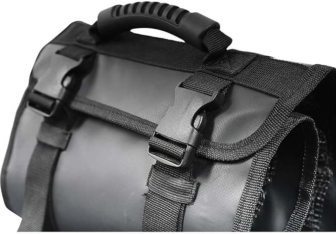 Lure Roll Up Fishing Jig Pouch Tackle bags | Heavy Duty Compact Waterproof Tarpaulin Fish Lure Pouch | 10 Clean Window Pockets for Fishing Lures Jigs Tools Storage