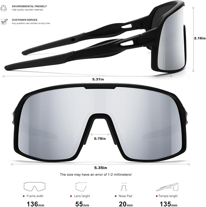 SEKKAF Polarized Sports Sunglasses for Men and Women Cycling Glasses UV Protection Goggles for Mountain Bike Running Fishing