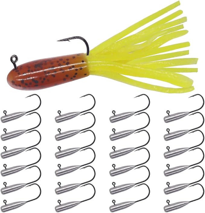 Tube Jig Heads for Crappie, Panfish, and Bass Fishing - 24 Pack