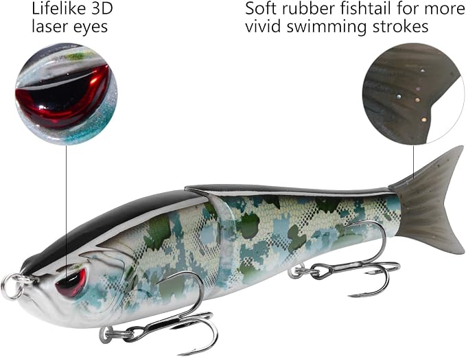 Bassdash SwimShad Glide Baits Jointed Swimbait Bass Pike Salmon Trout Muskie Fishing Lure