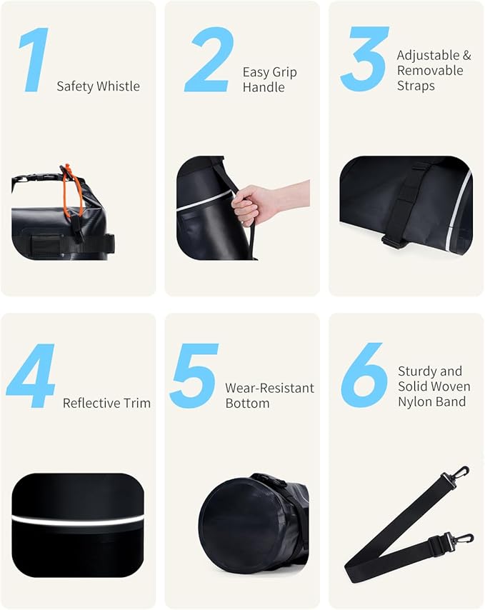 ECOHUB Waterproof Dry Bag for Women Men, 5L/10L/20L Roll Top Lightweight Dry Storage Bag Backpack for Travel Kayaking Hiking Floating with Waterproof Phone Case