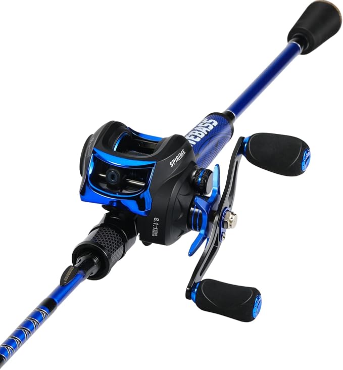 One Bass Fishing Rod Reel Combo, Baitcasting Fishing Pole with Graphite 2Pc Blanks