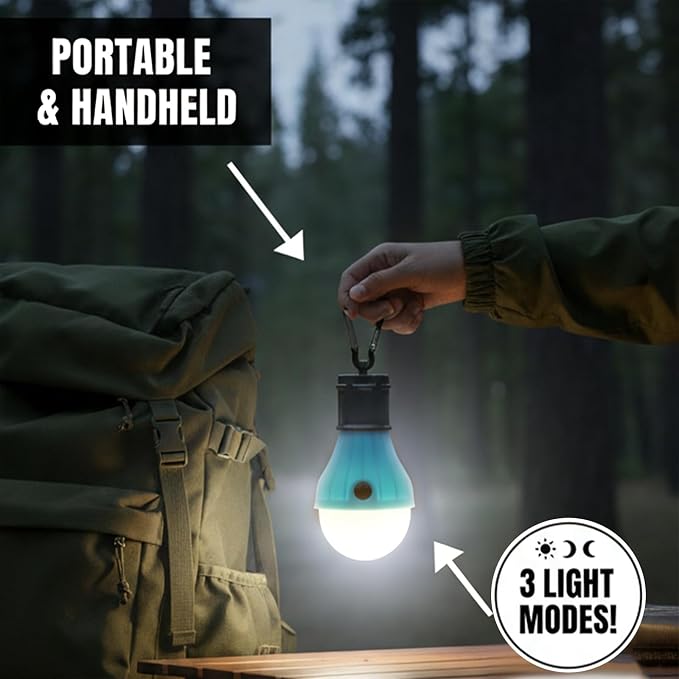 4PCS LED Camping Lantern Set – Portable Tent Lights with Clip Hooks & 3 Modes (High/Low/Strobe), LED Camping Lamp for Camping, Backpacking, Hiking, Party, Reading, Emergency