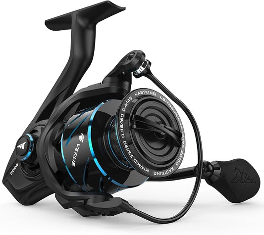 KastKing Verus Spinning Reel, Ultra-Lightweight 5oz Fishing Reel, 5.2:1/6.2:1 Gear Ratio, Aerodynamic Reel Rotor, 10+1 Stainless Steel Bearings, Lightweight Nylitech Body&Rotor, Carbon Fiber Drag