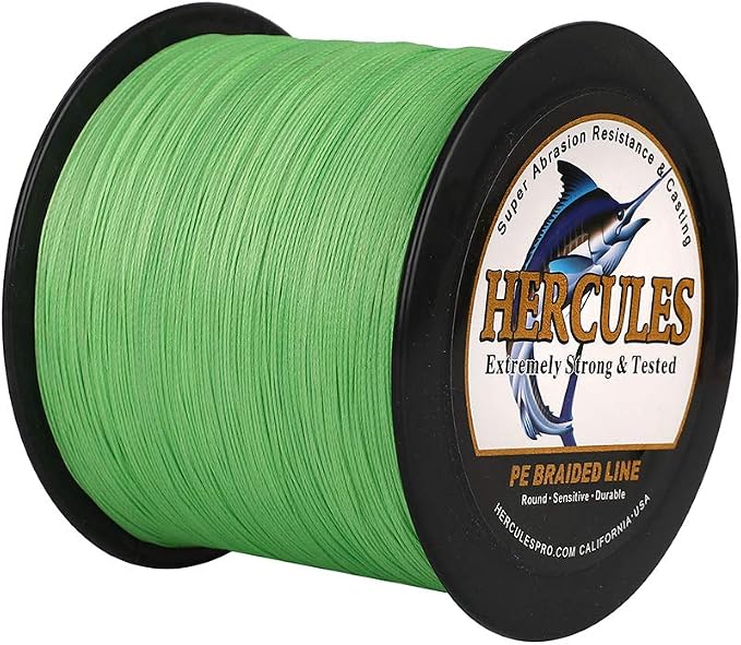 HERCULES Cost-Effective Super Strong 4 Strands Braided Fishing Line 6LB to 100LB Test for Salt-Water, 109/328 / 547/1094 Yards (100M / 300M / 500M / 1000M), Diam# 0.08MM - 0.55MM, Hi-Grade