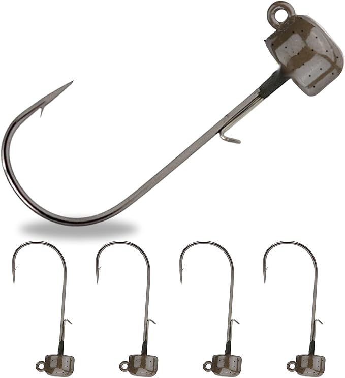 Reaction Tackle Tungsten Mushroom Head Jig Heads, Ned Rig Shroom Jigs for Finesse Bass Fishing, Stand Up Bait with Weedless and EWG Hook Options (5-Pack)