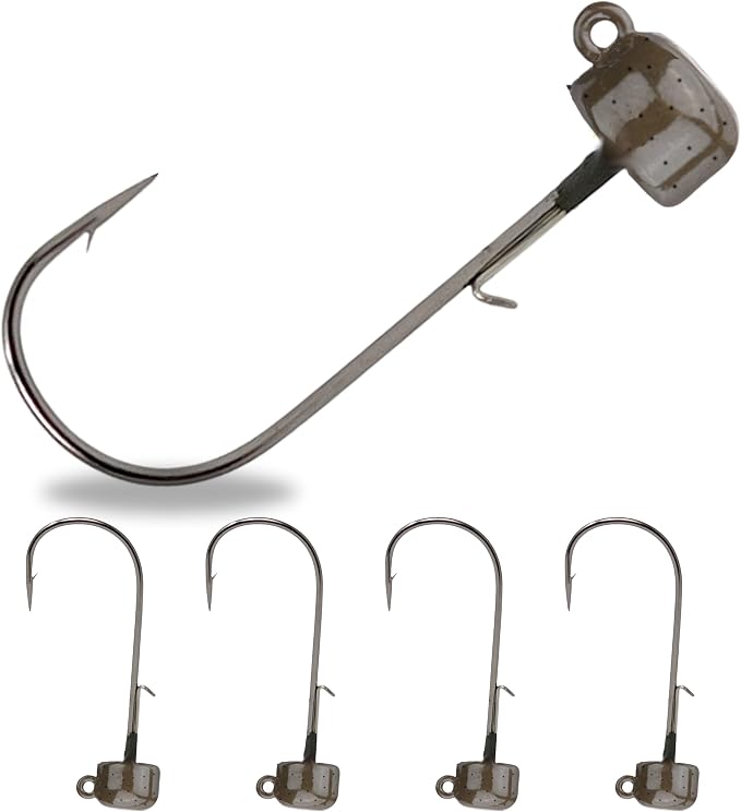 Reaction Tackle Tungsten Mushroom Head Jig Heads, Ned Rig Shroom Jigs for Finesse Bass Fishing, Stand Up Bait with Weedless and EWG Hook Options (5-Pack)