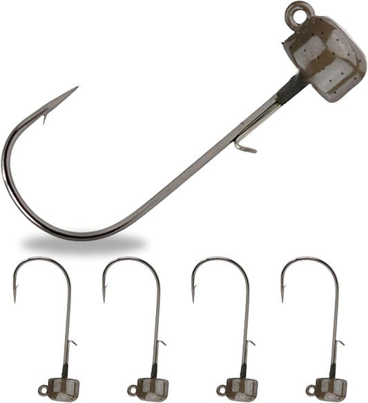 Reaction Tackle Tungsten Mushroom Head Jig Heads, Ned Rig Shroom Jigs for Finesse Bass Fishing, Stand Up Bait with Weedless and EWG Hook Options (5-Pack)