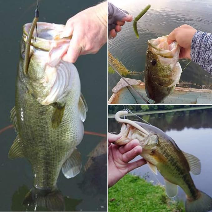 Wacky-Worms-Bass-Fishing-Lure-Kit-Wacky-Rig-Worms-Soft-Plastic-Stick-Baits3 4" 5" 6 inch