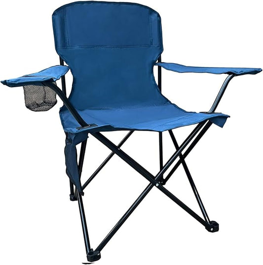Folding Camping Chair with Cup Holder & Storage Bag, 225lbs Capacity, Large Anti-Sink Feet, Breathable PE Coated Fabric for Outdoor, Hiking, Beach, Fishing, Backpacking, Cyan